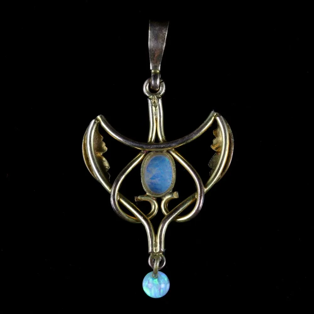 Antique Victorian Opal Pendant 9Ct Gold Circa 1900