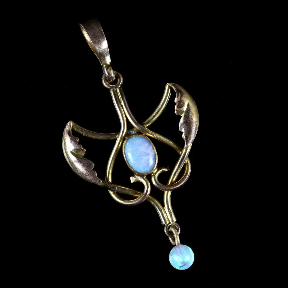 Antique Victorian Opal Pendant 9Ct Gold Circa 1900