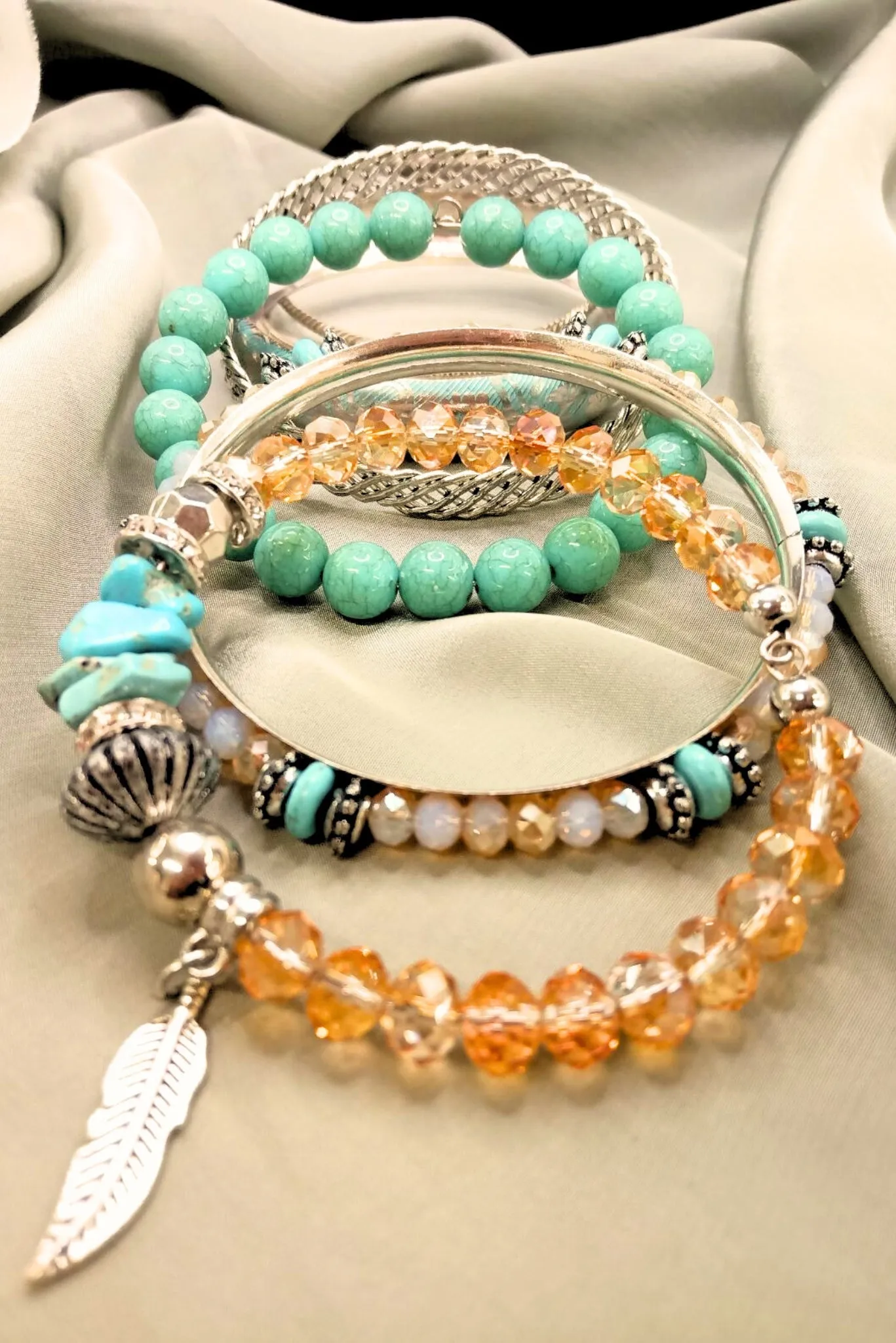 Aqua Stackable Bracelet Set