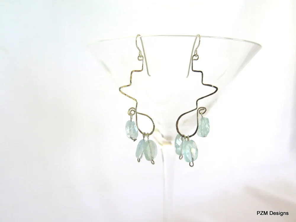 Aquamarine Earrings, March Birthstone - Handmade Earrings