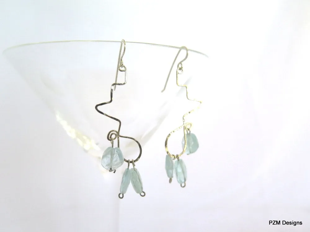 Aquamarine Earrings, March Birthstone - Handmade Earrings