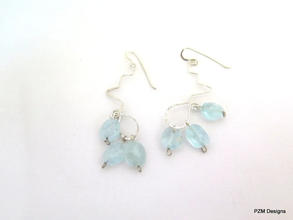 Aquamarine Earrings, March Birthstone - Handmade Earrings