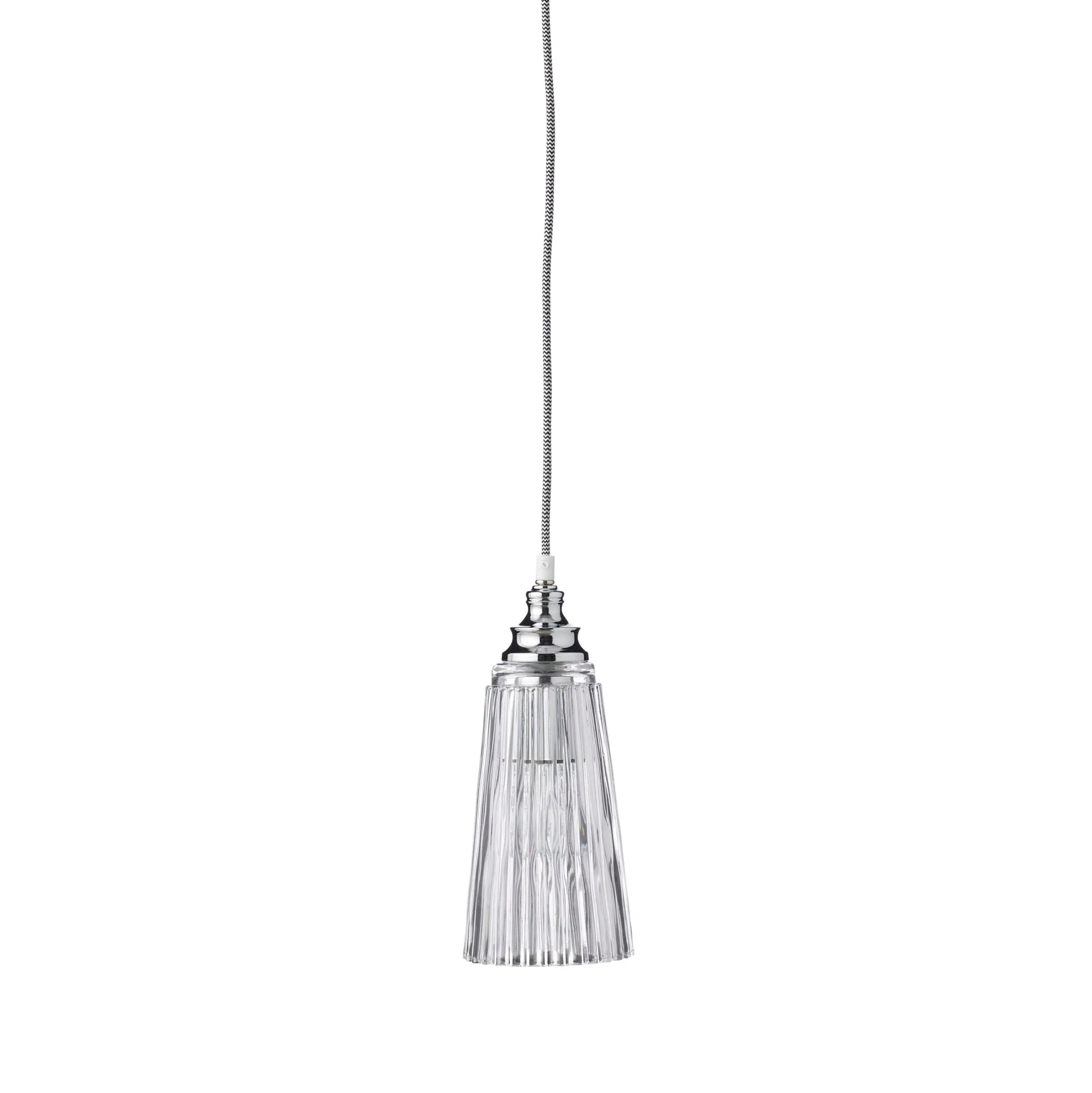 Aragon Ribbed Holophane Clear Glass Pendant