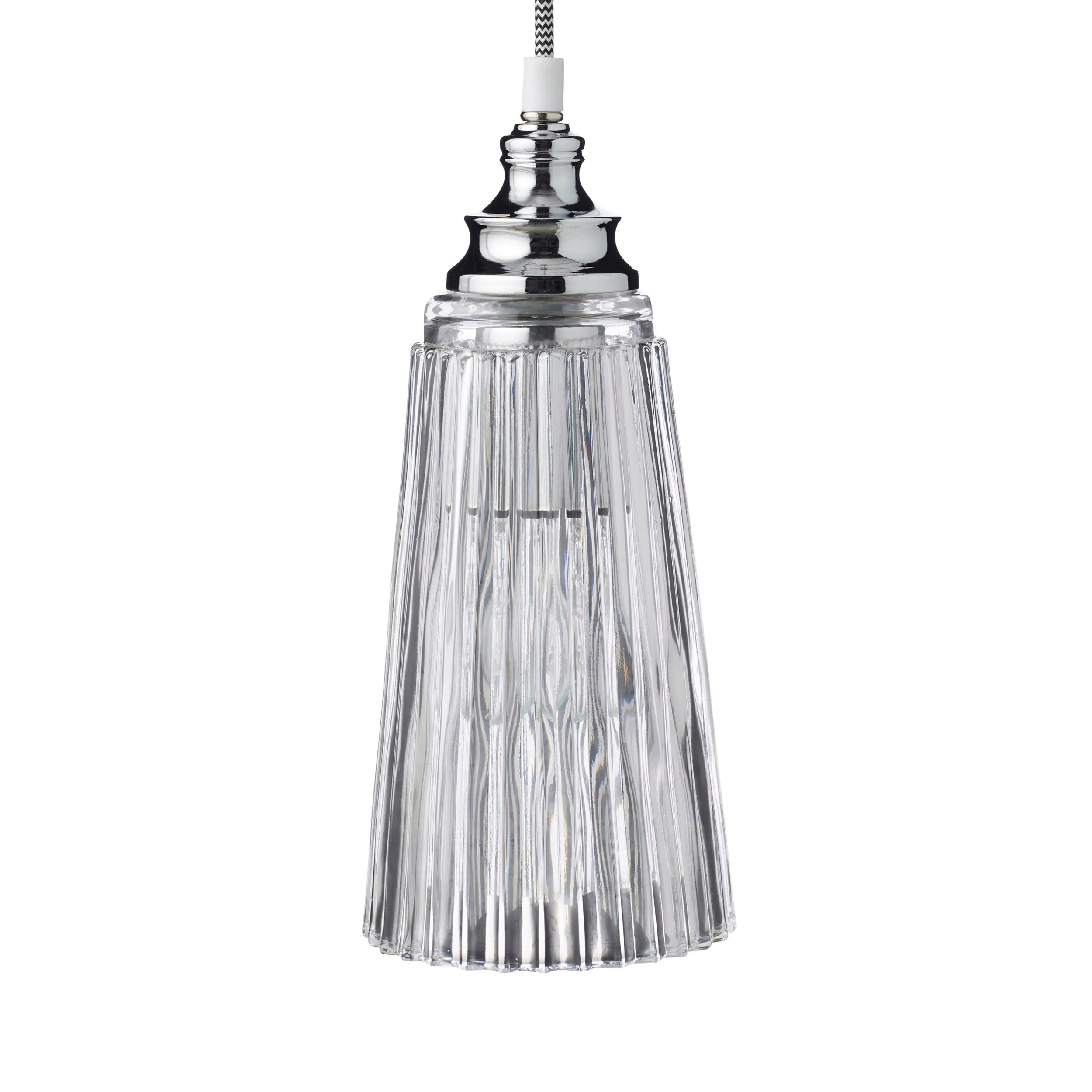 Aragon Ribbed Holophane Clear Glass Pendant