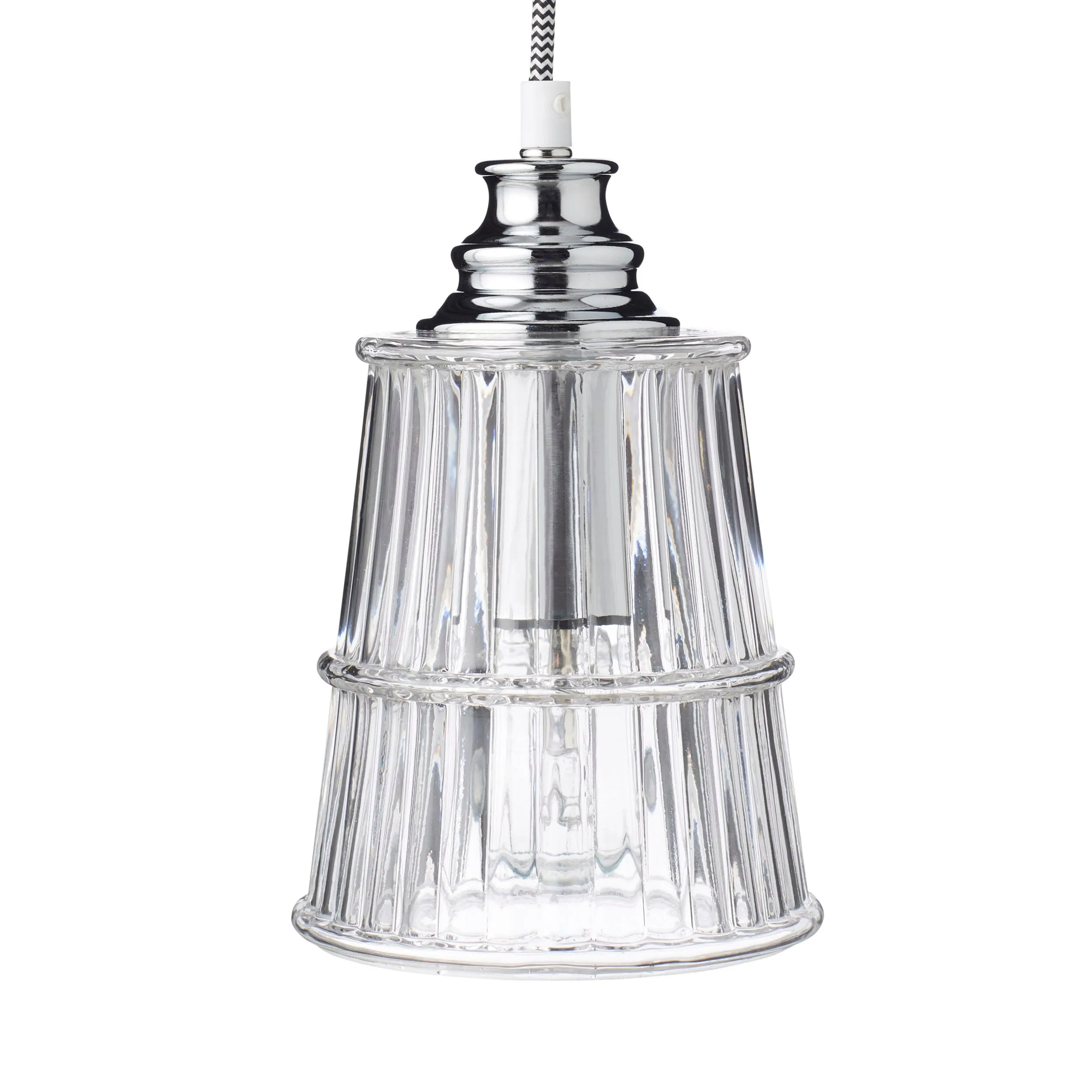 Aragon Two Tier Ribbed Holophane Glass Pendant