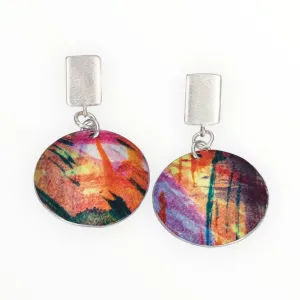 Arty brushstrokes Rectangle Stud Drop Earring