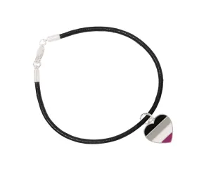 Asexual Heart Flag Leather Cord Bracelets