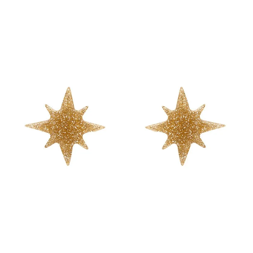 Atomic Star Glitter Stud Earring - Gold