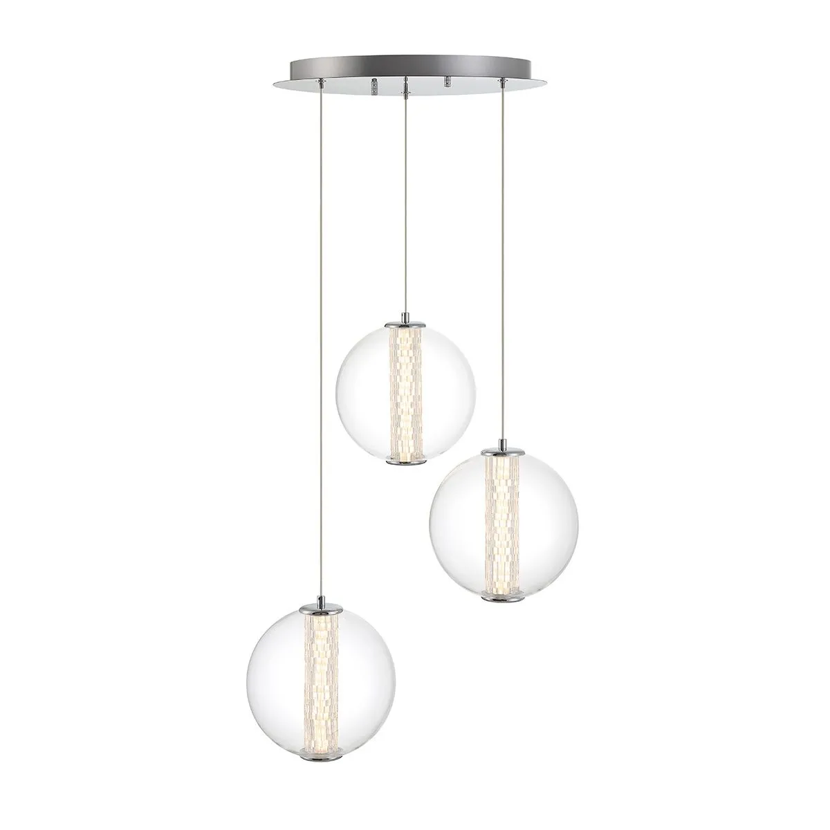 Atomo 3 Lights 21 in. LED Pendant Light Chrome Finish