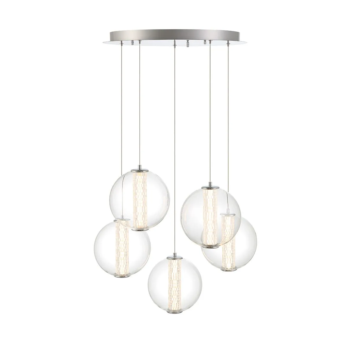 Atomo 5 Lights 26 in. LED Pendant Light Chrome Finish