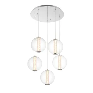 Atomo 5 Lights 26 in. LED Pendant Light Chrome Finish