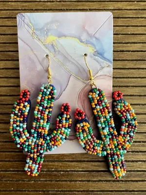 Bead Cactus Handmade Earrings