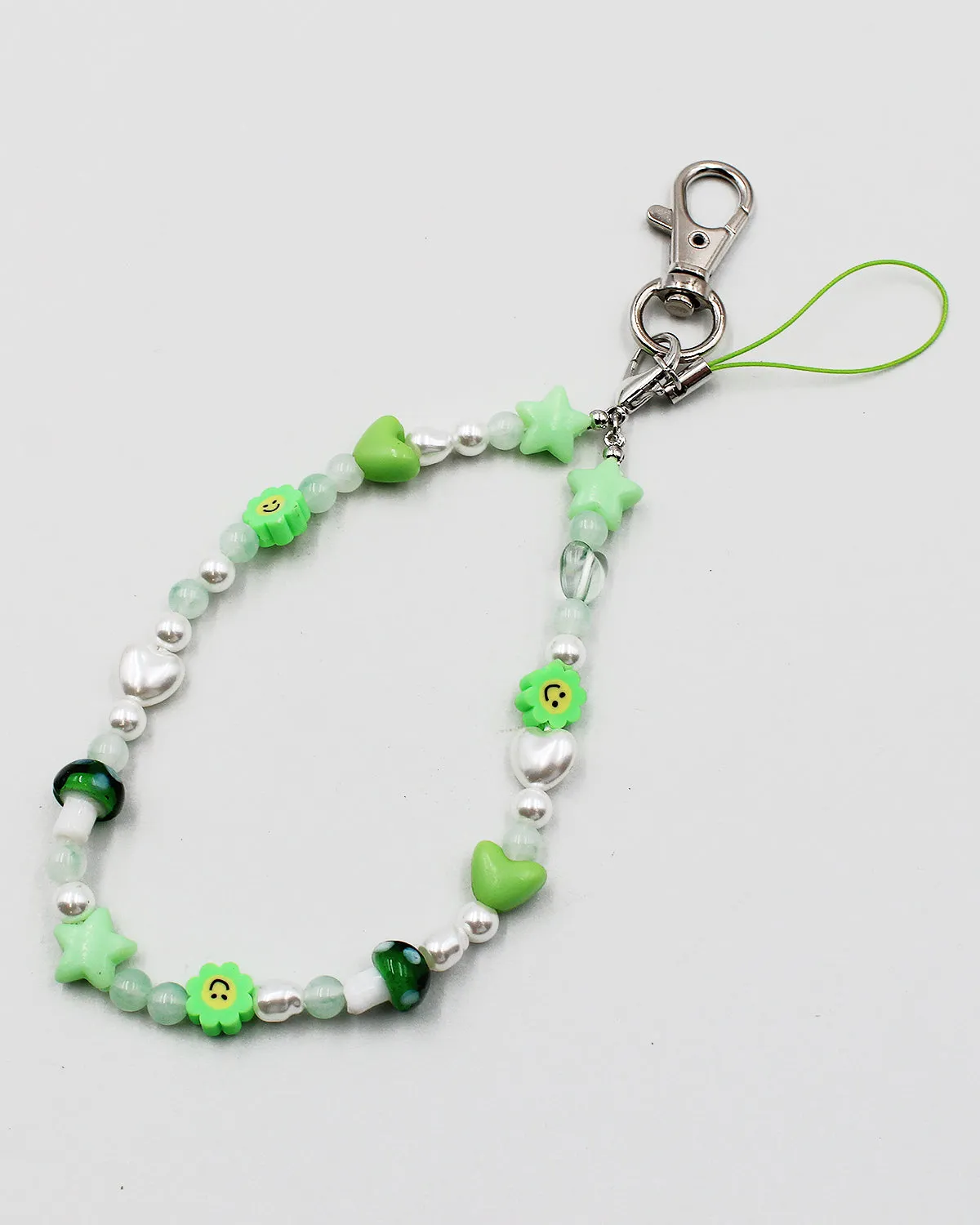 Beaded Strap with Key Chain Clip and Cell Phone Case Connector