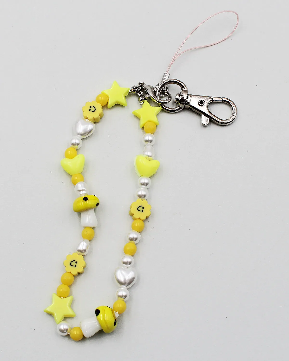 Beaded Strap with Key Chain Clip and Cell Phone Case Connector