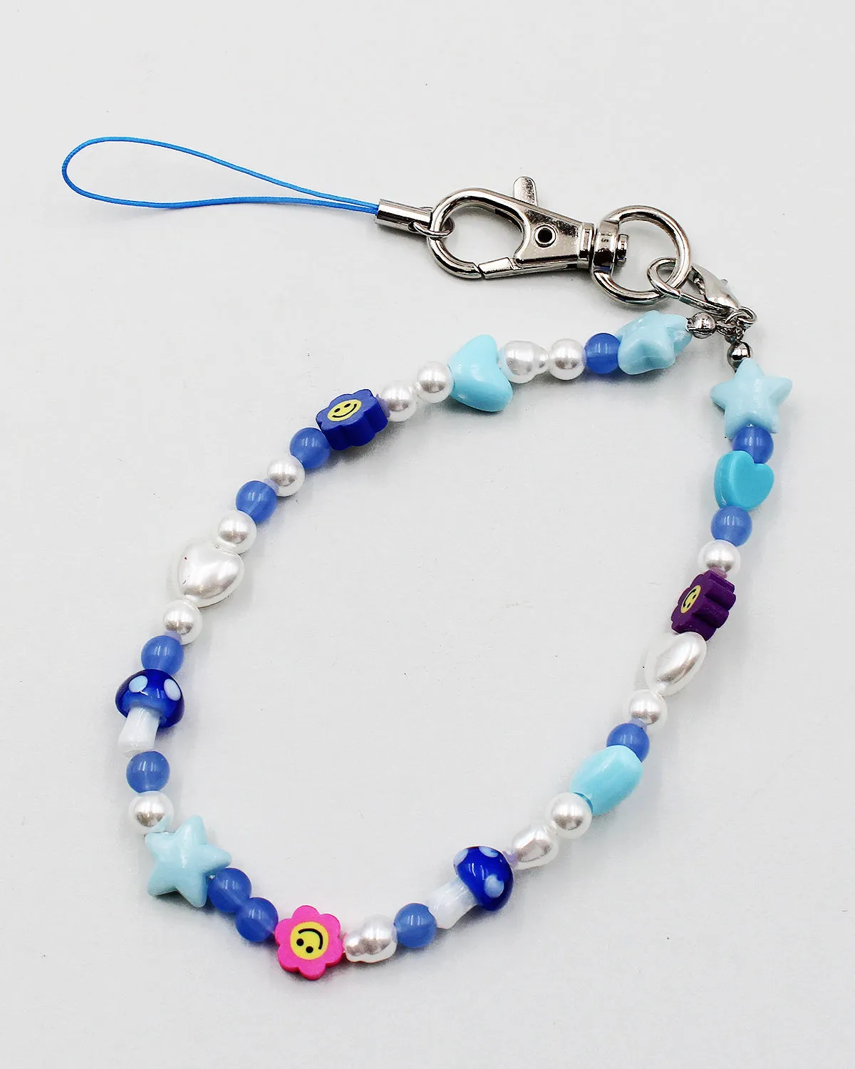 Beaded Strap with Key Chain Clip and Cell Phone Case Connector