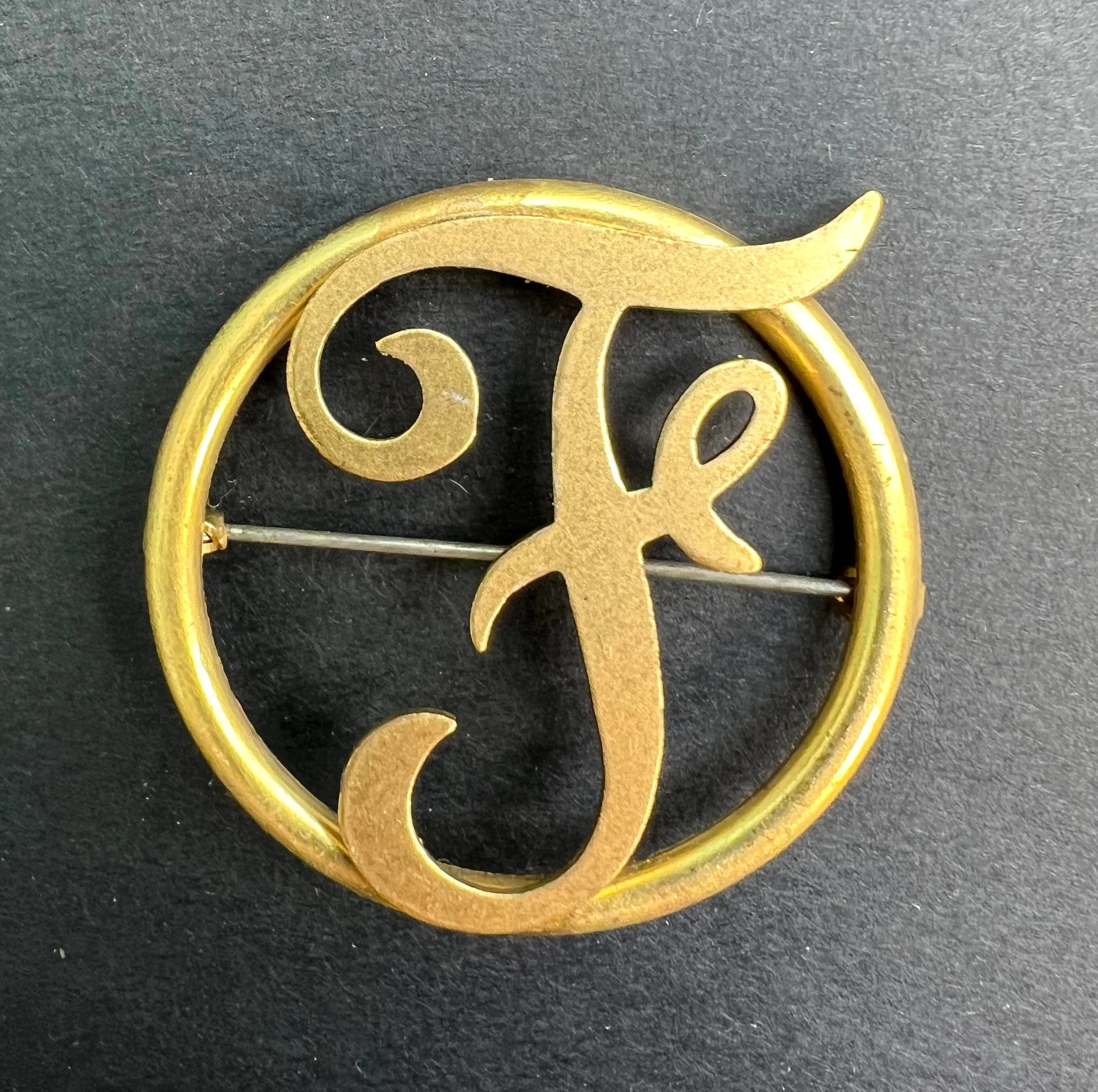 Big 1940s Initial Brooches A, F, O, T.