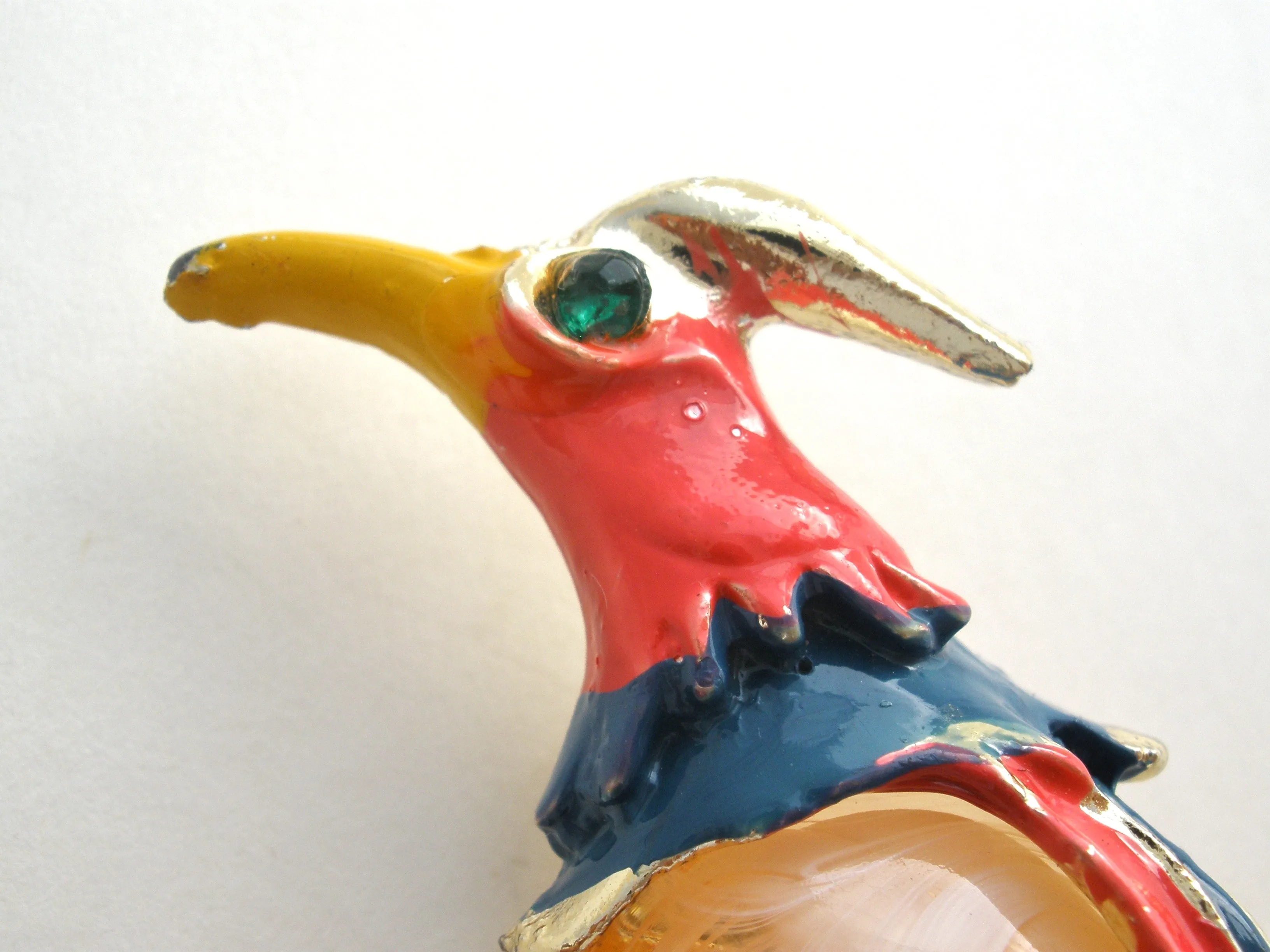 Bird Brooch with Jelly Belly & Enamel Vintage