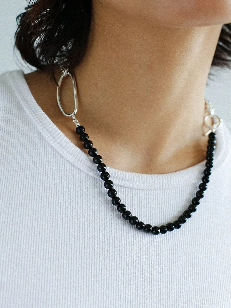 Black Agate Splicing Multi-layer Chain Necklace