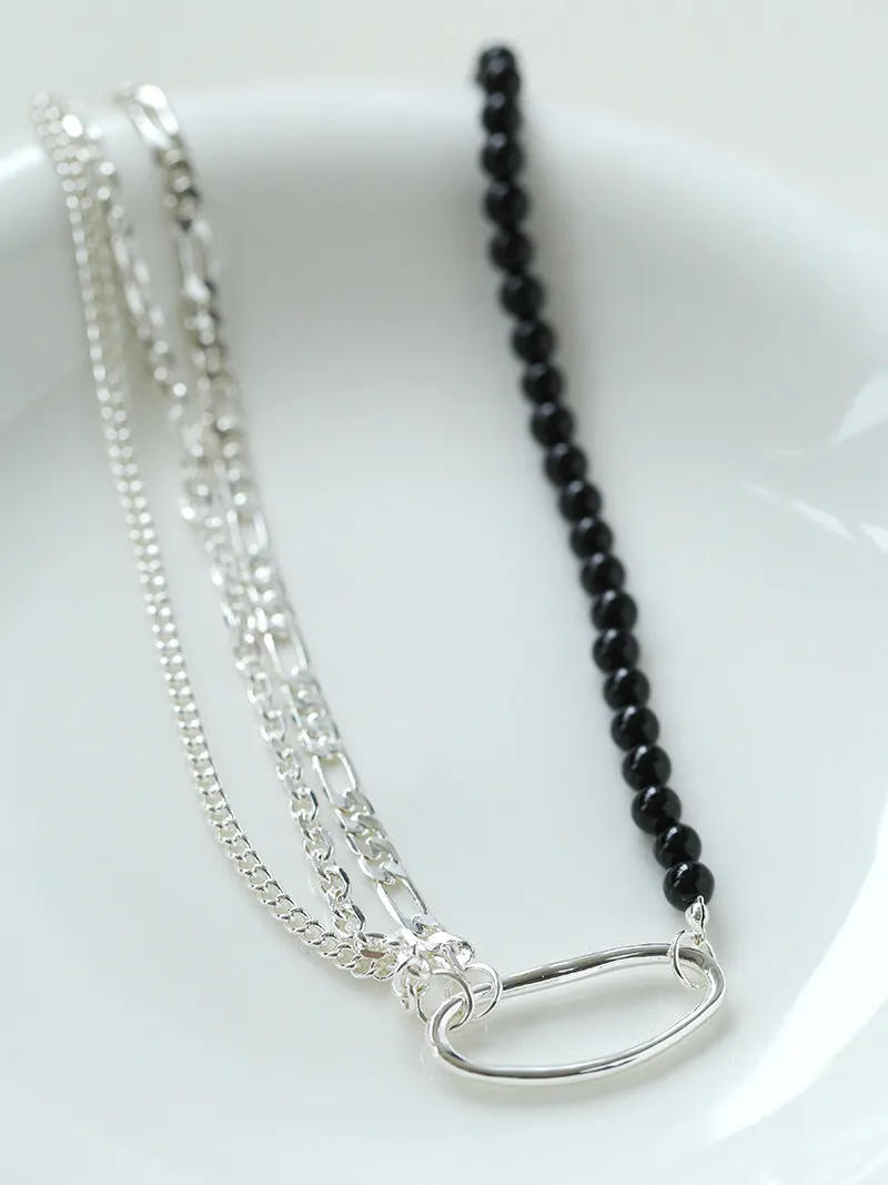 Black Agate Splicing Multi-layer Chain Necklace