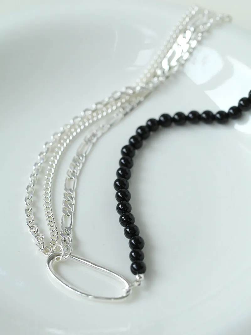 Black Agate Splicing Multi-layer Chain Necklace