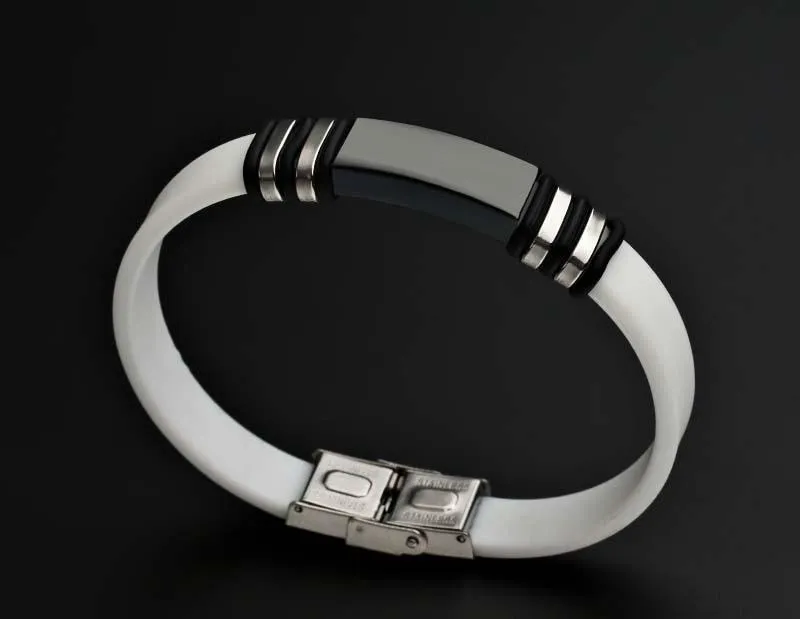 Bracelet Charm Jewelry 2021 Stainless Steel Smooth Glossy Silicone Vintage Bracelet For Men & Women