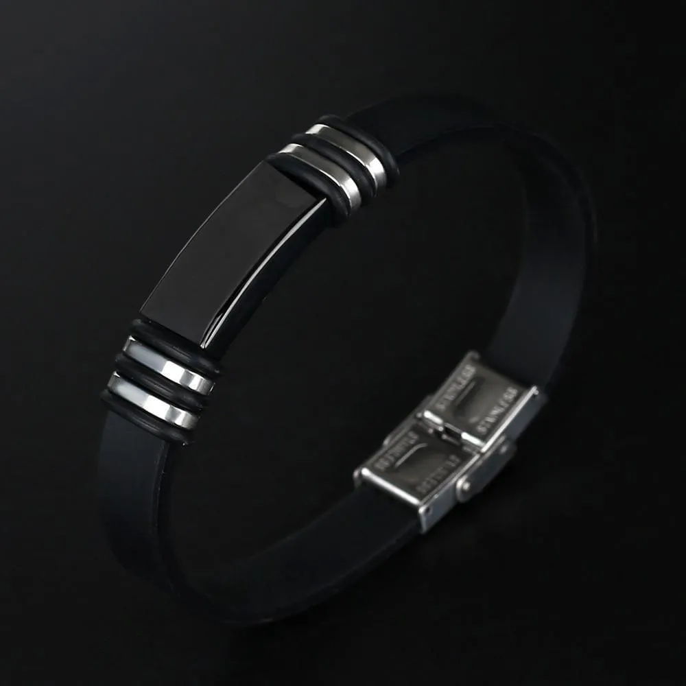 Bracelet Charm Jewelry 2021 Stainless Steel Smooth Glossy Silicone Vintage Bracelet For Men & Women