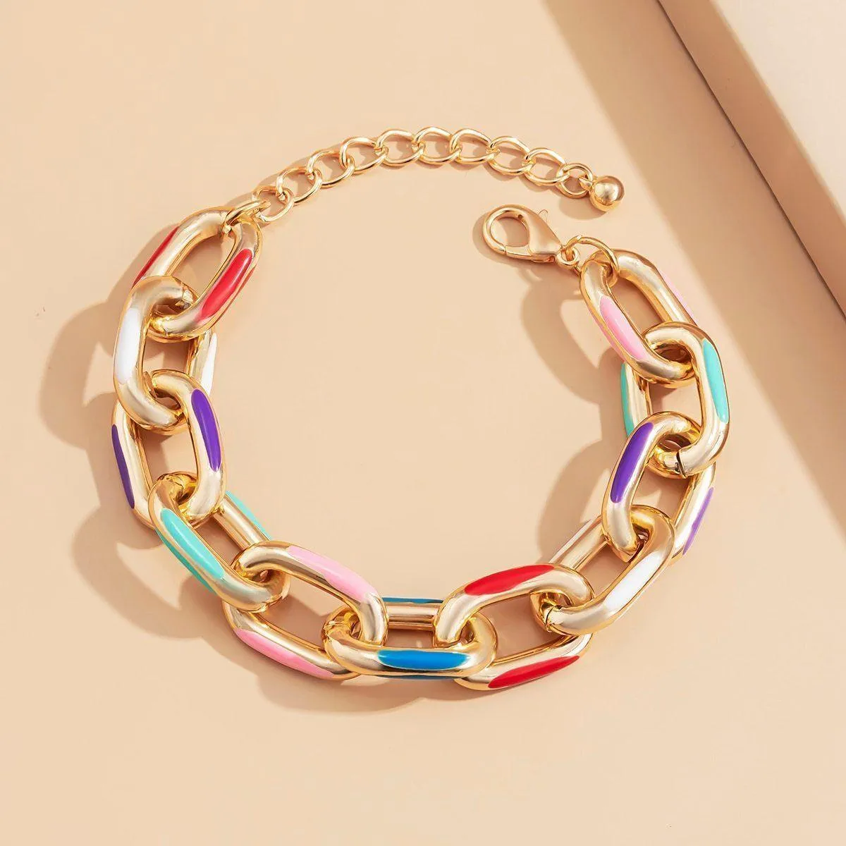 Bracelet Charm Jewelry Thick Aluminum Chain Printed Metal Couple Bangles 2021 Fashion