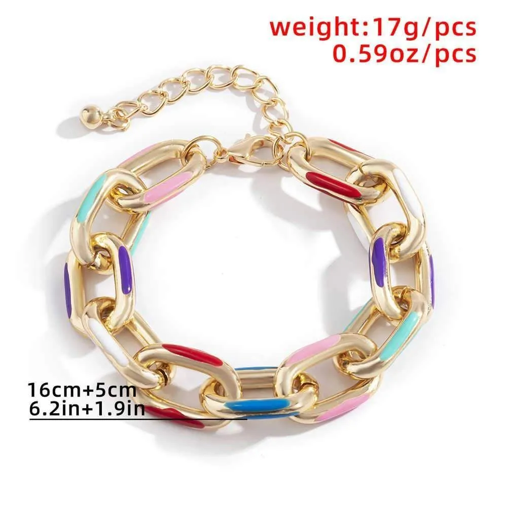 Bracelet Charm Jewelry Thick Aluminum Chain Printed Metal Couple Bangles 2021 Fashion