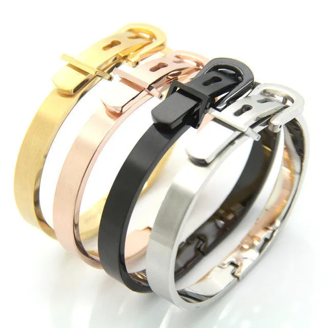 Brand Bangle Unisex Women/Men Jewelry Wholesale 4 Colors Real Platinum/18K Gold Plated Round Trendy Belt Bracelets Bangles