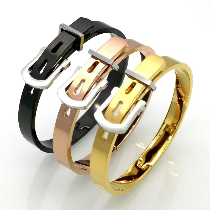 Brand Bangle Unisex Women/Men Jewelry Wholesale 4 Colors Real Platinum/18K Gold Plated Round Trendy Belt Bracelets Bangles