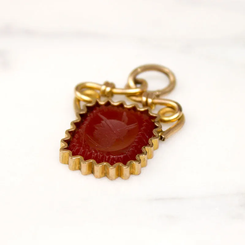 Carnelian Mercury Intaglio in Gold Filled Victorian Fob