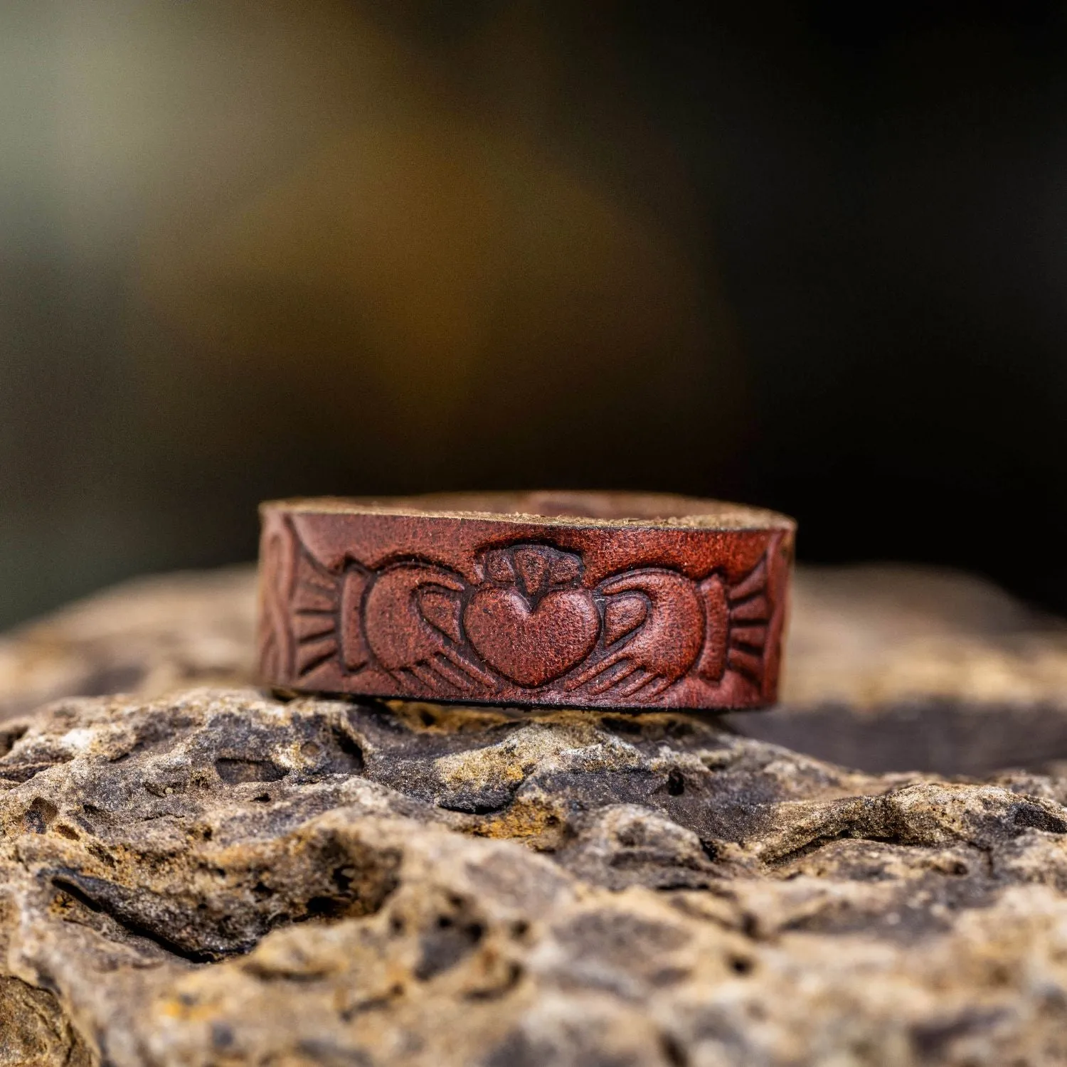 Claddagh Leather Ring | Chicago Tan