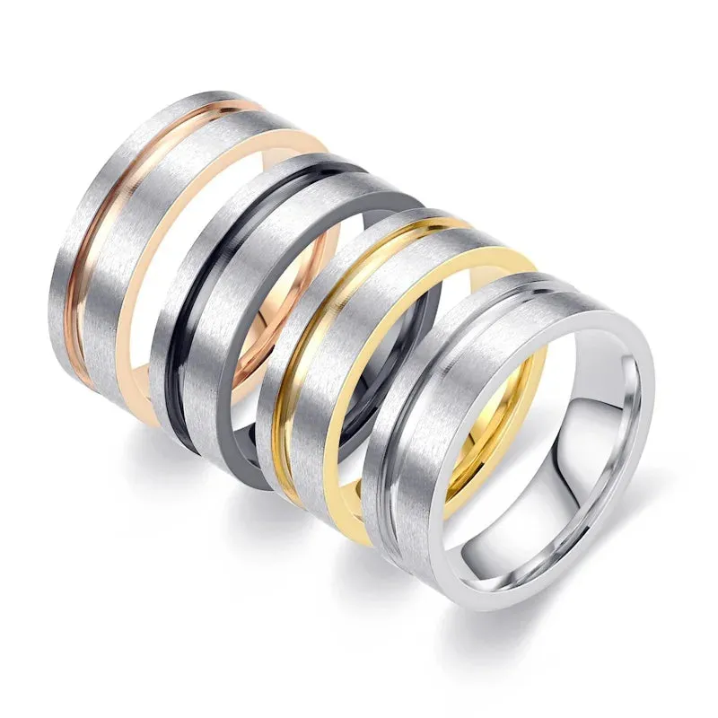 Classic Men Rings Groove Versatile Engagement Wedding Bands Titanium Steel Simple Men Birthday Gifts Accessories