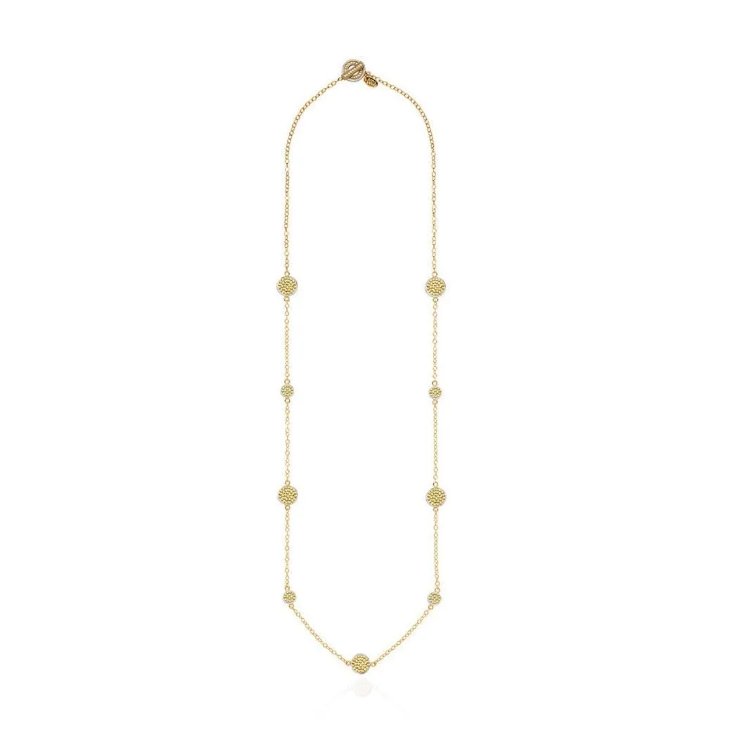 Classic Multi-Disc Station Necklace 36" in Gold