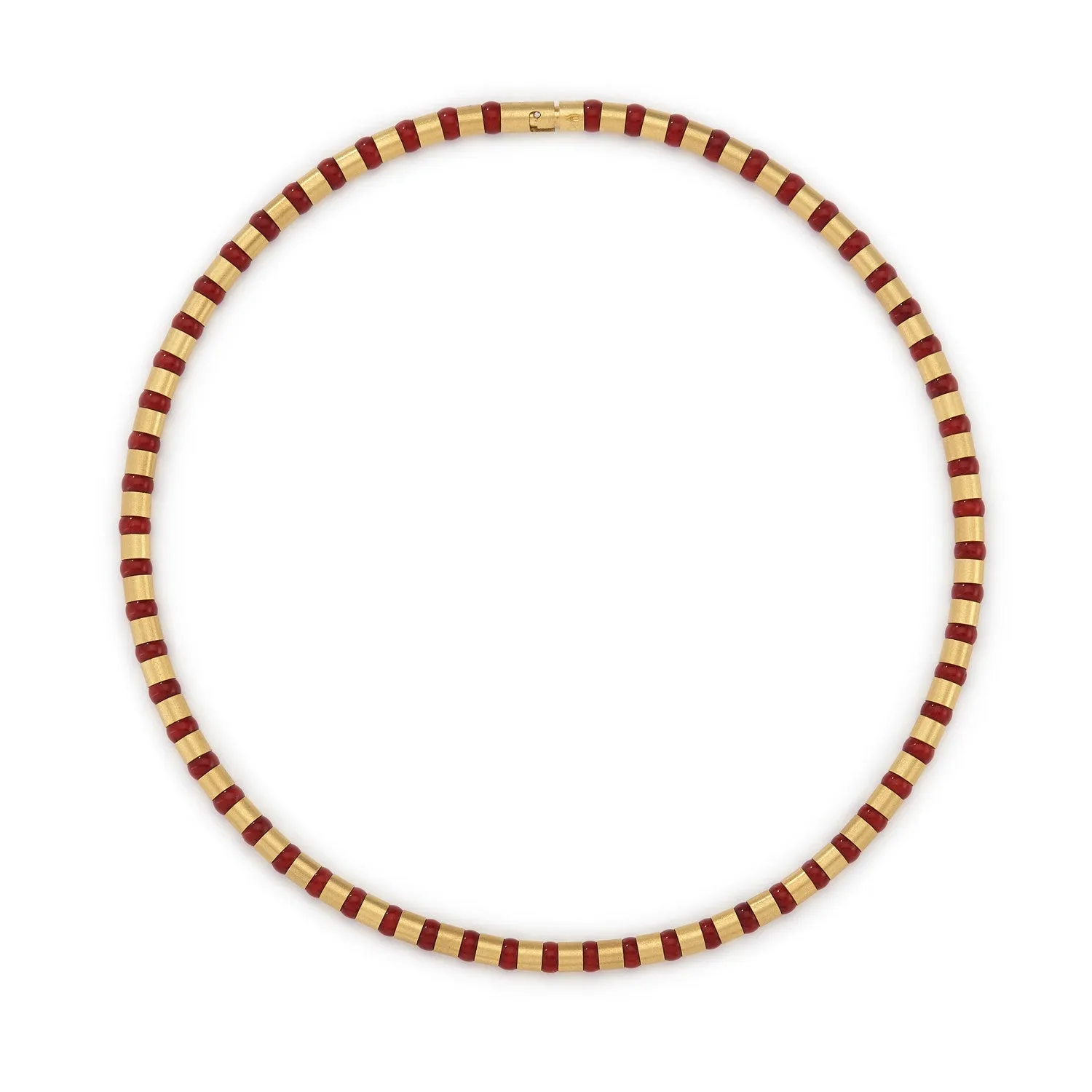 Cleopatra Gold Collier~5mm Red Coral