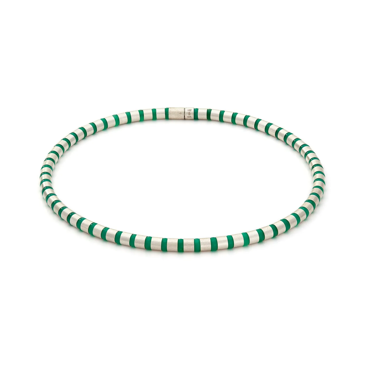 Cleopatra Sterling Silver Collier~6mm Chrysoprase