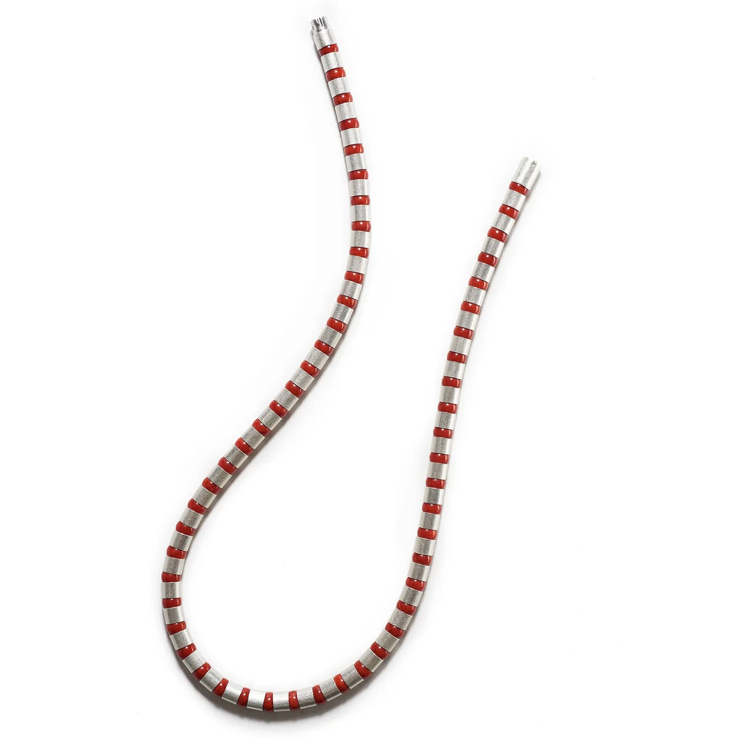 Cleopatra Sterling Silver Collier~6mm Red Coral