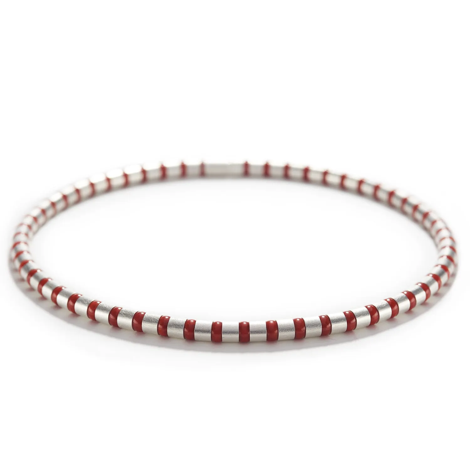 Cleopatra Sterling Silver Collier~6mm Red Coral