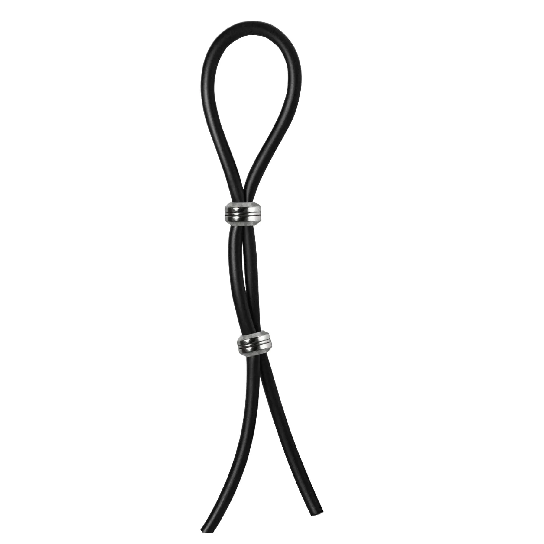 CRing Lasso Double Lasso Two Silver Beads Silicone Black