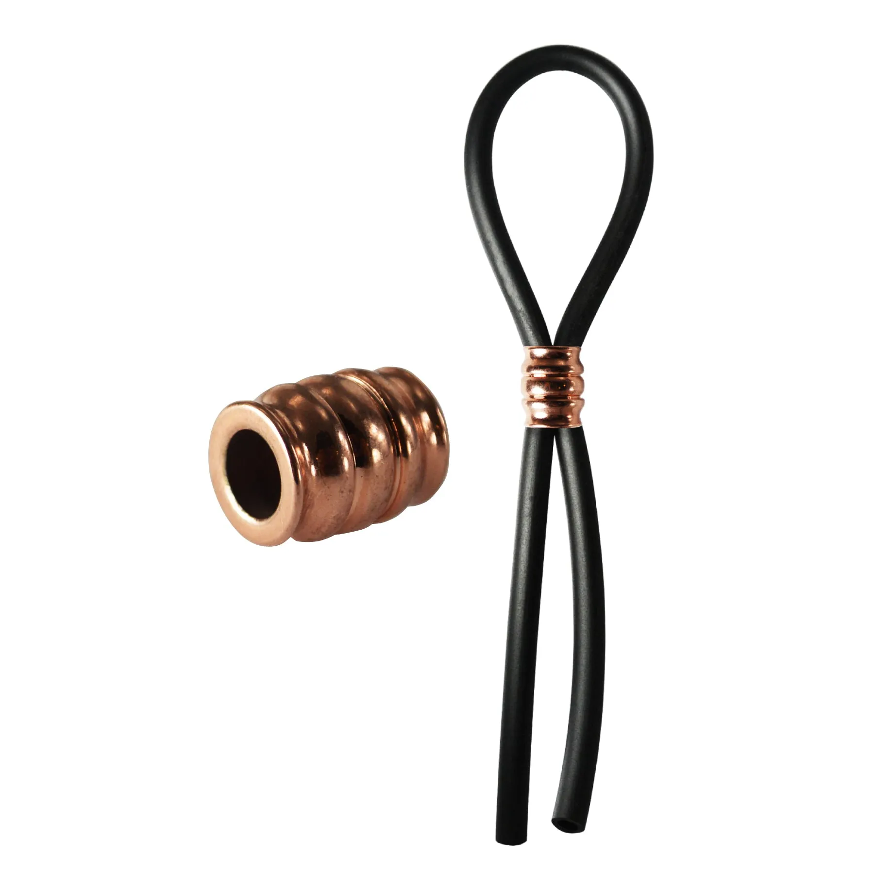 CRing Lasso Rose Gold Barrel Bead Silicone Black