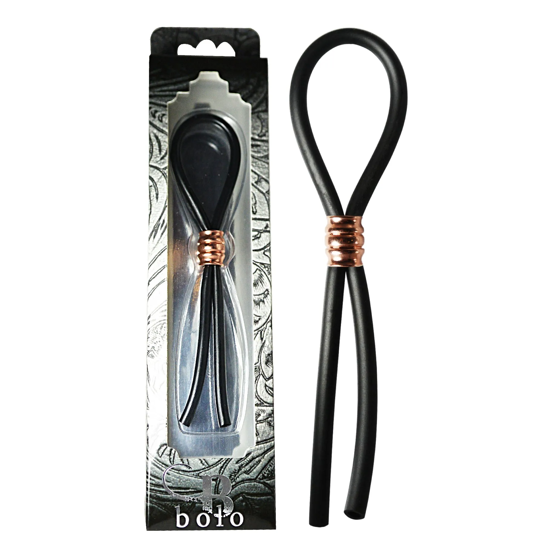 CRing Lasso Rose Gold Barrel Bead Silicone Black