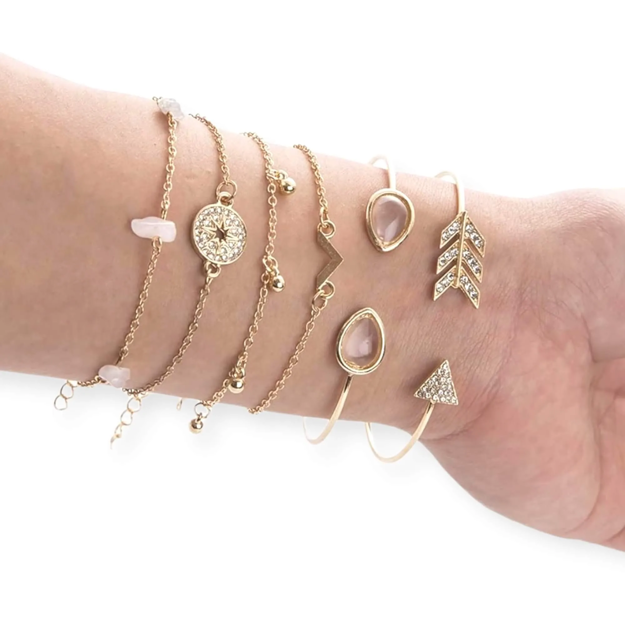 Dainty Stackable Bangle Cuff Bracelet Set 6