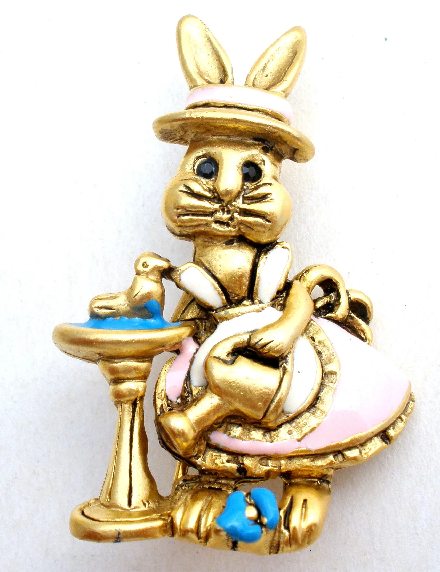 Danecraft Gardening Rabbit Brooch Pin Vintage