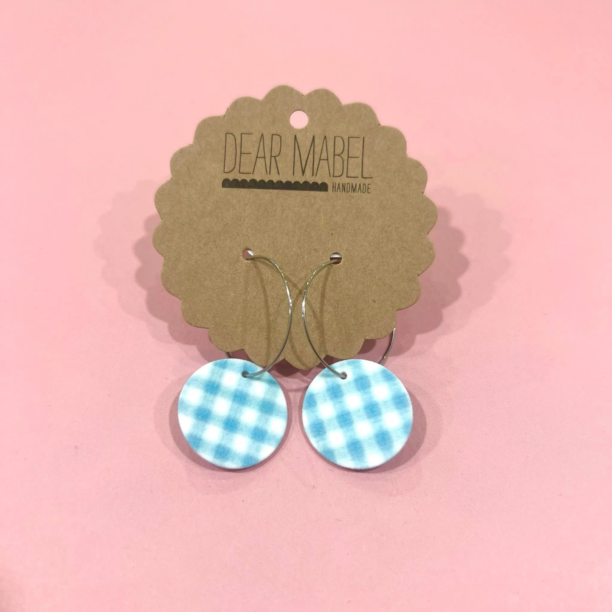 Dear Mabel Handmade - Blue Gingham Earrings*