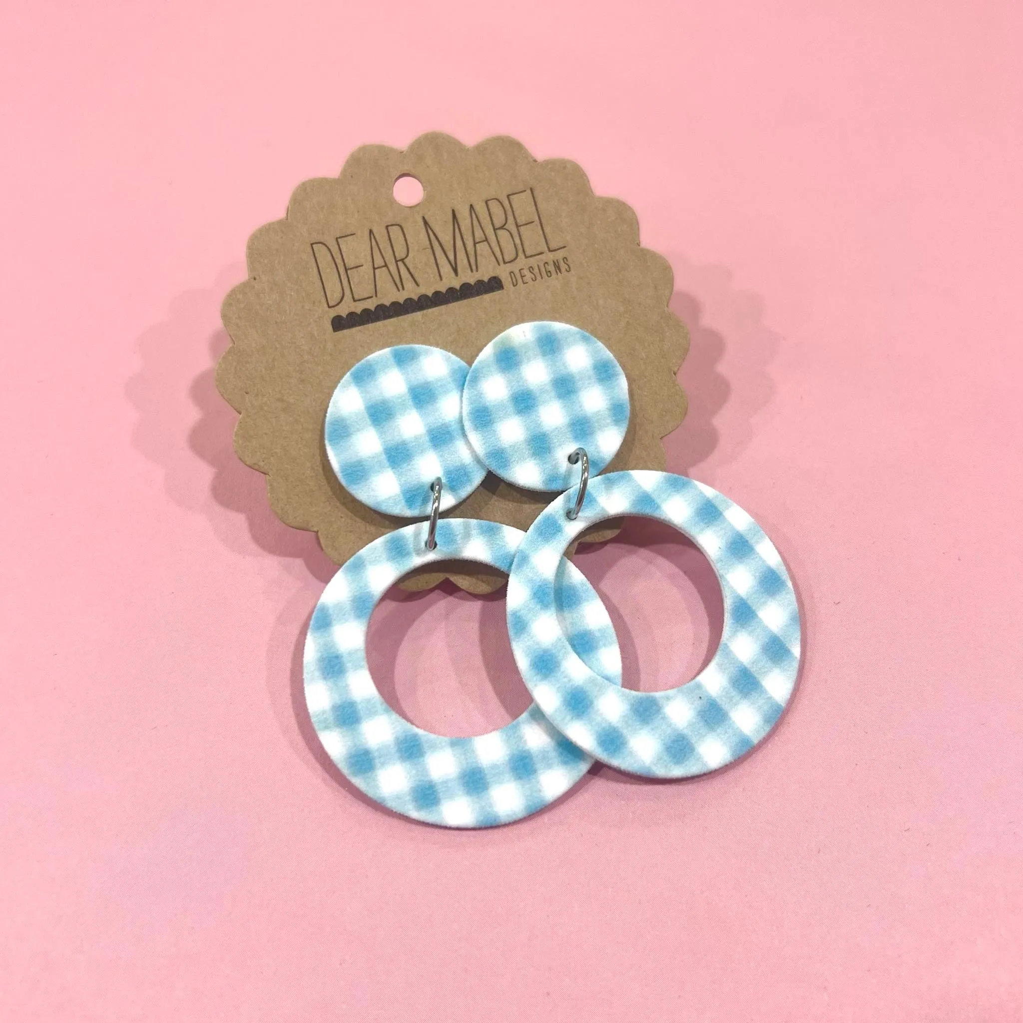 Dear Mabel Handmade - Blue Gingham Earrings*