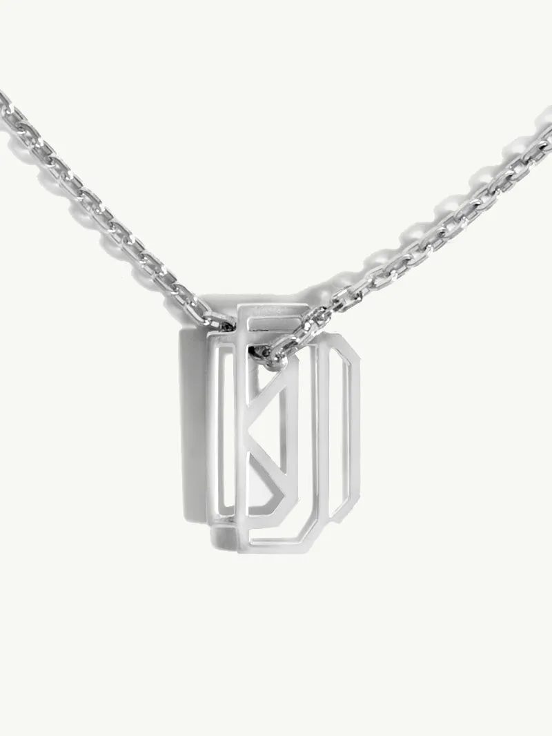 Diaboli Kill Monogram Tag Pendant In Platinum