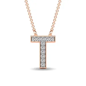 Diamond 1/20 Ct.Tw. Letter T Pendant in 10K Rose Gold