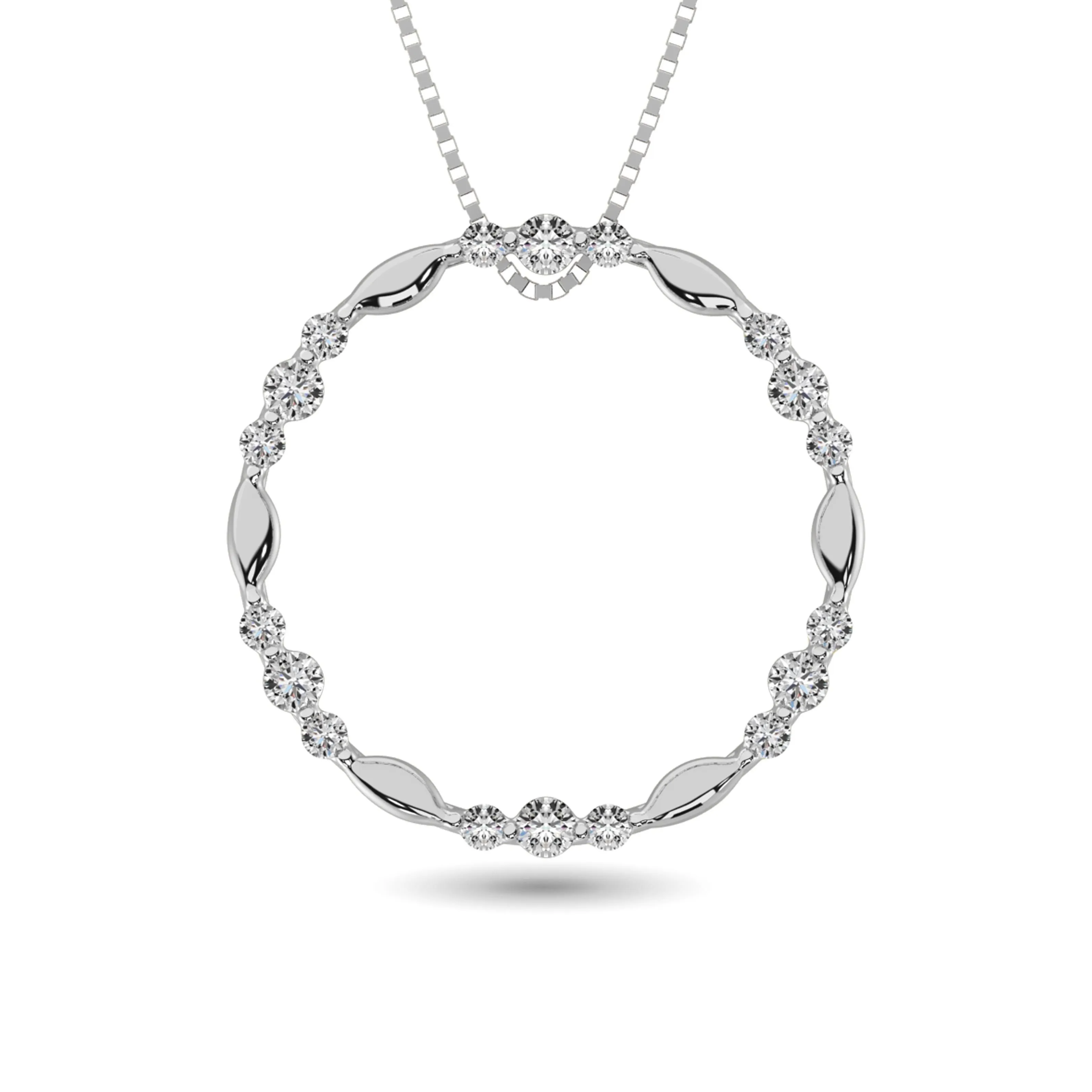 Diamond 1/4 ct tw Circle Pendant in 14K White Gold