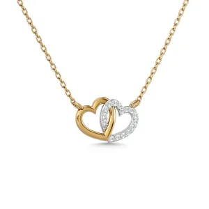 Diamond 1/6 Ct.Tw. Duel Heart Pendant in 10K Two Tone Gold