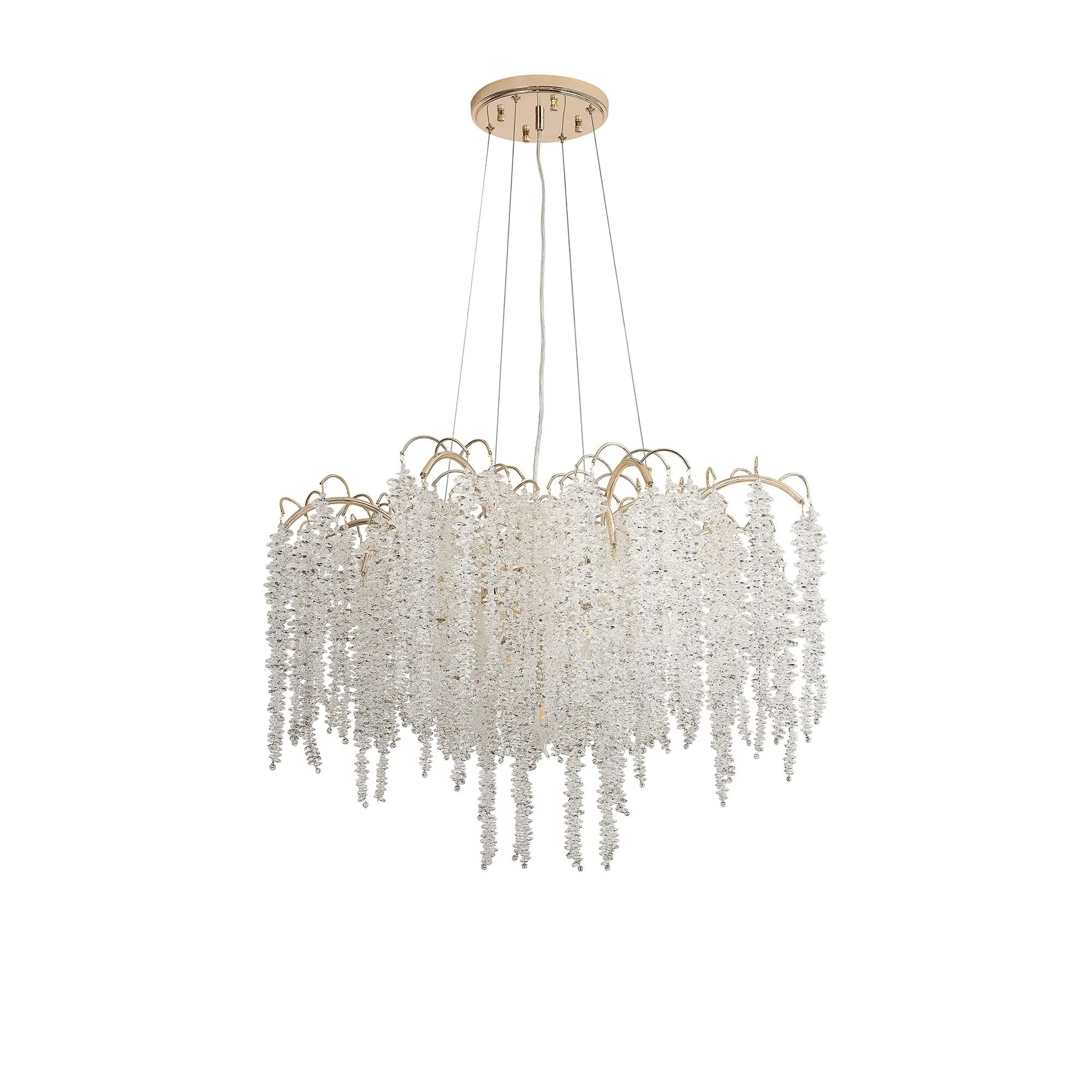 Diyas IL32857 Wisteria Round Pendant 9 Light E14 French Gold / Crystal